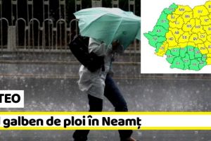 METEO: Cod galben de ploi în Neamţ, de mâine, 3 august