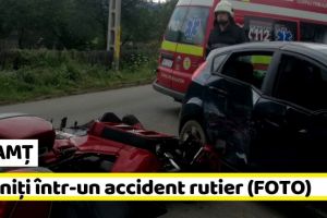 NEAMȚ: 3 răniţi după un impact între o motocicletă şi un autoturism (FOTO)