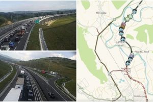 FOTO| Știrea ta: Blocaj total la intrarea în Aiud dinspre Turda. Coloane interminabile de autovehicule, atât pe autostrada A10, cât şi pe DN1