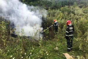 Incendiu la fosta groapă de gunoi de pe Timişul Sec (Foto)