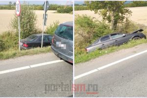 FOTO. Două maşini au ajuns în şanţ, în judeţul Satu Mare