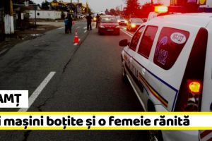 NEAMȚ: Trei maşini boţite şi o femeie rănită după ce un şofer a adormit la volan