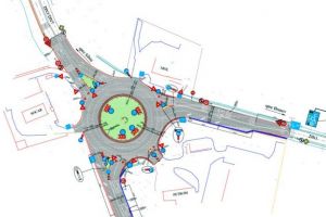 FOTO – Giratoriul de pe DN1 – Dn7 la Veştem, reconfigurat – Cu trei benzi circulare şi altele dedicate virajelor la dreapta