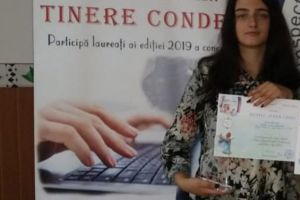 Marele Premiu al competiţiei de creaţie literară ,,Tinere condeie”, pentru o elevă de la ...