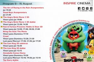 Program Cinema Inspire Alba Mall. Ce filme vor rula în perioada 9 – 15 august 2019