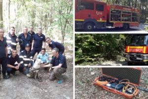 VIDEO – Câine salvat în pădurea Trivale din Piteşti. Acţiune ca-n FILME!
