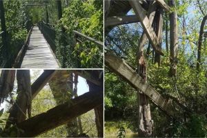 FOTO| Știrea ta: Podul pietonal peste râul Mureş, care leagă Cistei de Obreja, în pericol de prăbuşire. Semnal de alarmă tras de localnici