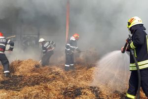 FOTO/VIDEO. Incendiu în judeţul Satu Mare. Un şopron a fost cuprins de flăcări