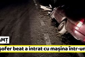 NEAMȚ: Un şofer beat a intrat cu maşina într-un pod (FOTO)
