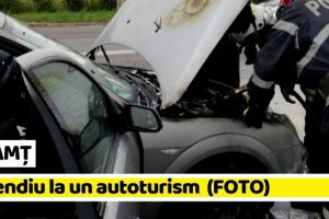 NEAMȚ: Incendiu la o maşină în care se aflau o femeie şi doi copii (FOTO)