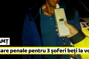 NEAMȚ: Dosare penale pentru trei şoferi prinşi băuţi la volan