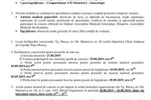 Anunţ concurs la Spitalul Clinic Judeţean Mureş