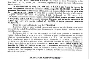 Imobil din comuna Agigea scos la vanzare de  B.E.J. “Bogdan Ionica prin licitatie publica