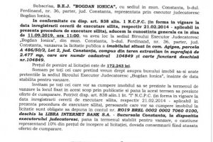 B.E.J. “Bogdan Ionica organizeaza licitatie publica in vederea vanzarii unui imobil din comuna Agigea