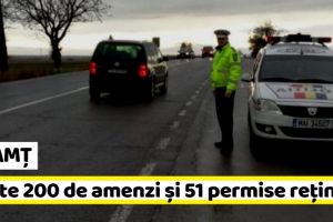 NEAMȚ: Peste 200 de amenzi şi 51 de permise reţinute în doar 2 zile