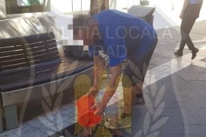 „Americanul” pus la curăţenie de poliţiştii locali după ce a făcut mizerie pe Meţianu (FOTO)
