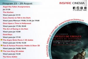 Program Cinema Inspire Alba Mall. Ce filme vor rula în perioada 23 – 29 august 2019
