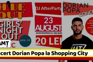 NEAMȚ: Concert Dorian Popa şi party pe terasa HideOut (Shopping City Piatra-Neamţ), mâine, 23 august