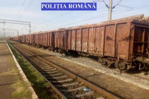 FOTO: 40 de vagoane CONFISCATE în gara Teiuş. Material lemnos transportat cu documente care nu erau completate în conformitate cu legea