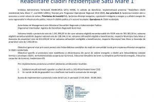 Comunicat de presă „Reabilitare clădiri rezidenţiale Satu Mare 1” – limba română