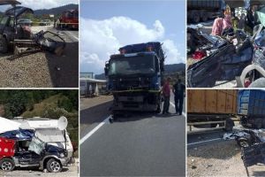 FOTO, VIDEO: Accident MORTAL pe DN15, în Mureş. Un minor şi alte două persoane au DECEDAT după o coliziune între un autocamion şi un autoturism
