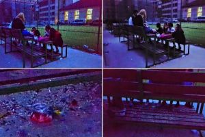FOTO, VIDEO. Manele, gunoaie şi scuipat de coji de seminţe în curtea unui liceu din Alba Iulia. Cum se distrează tinerii în ultimele săptămâni de vacanţă