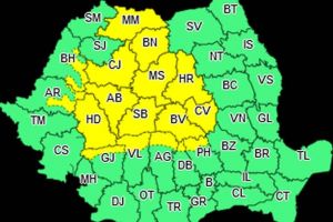 Atenţionare meteorologică de COD GALBEN pentru judeţul Alba, până în această seară la 22:00. Averse torenţiale, descărcări electrice, grindină, vijelii