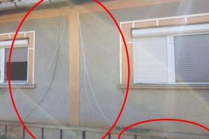 FOTO. Cabluri legate în bătaie de joc de un angajat al RCS-RDS. Proprietara, revoltată