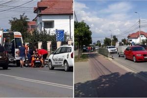 FOTO. Accident în Alba Iulia, spre Miceşti: O femeie care traversa şoseaua prin loc nepermis, lovită de un autoturism