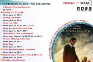 Program Cinema Inspire Alba Mall. Ce filme vor rula în perioada 30 august – 5 septembrie 2019