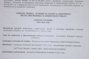 Câmpeni investeşte în cultură! 6 milioane de lei pentru modernizarea şi extinderea Aşezământului Cultural