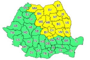 Avertizare meteo COD GALBEN valabilă pentru judeţul Braşov