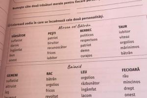 FOTO: Ce zodie aveau Mircea cel Bătrân şi Baiazid. Exerciţiu dintr-un manual auxiliar pentru elevii de clasa a VII-a