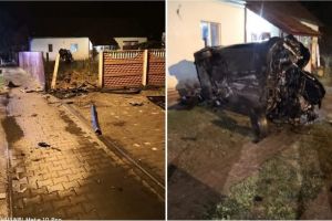FOTO: Noapte sângeroasă pe DN7, în judeţul Arad. Un mort şi trei răniţi, după ce un şofer băut a intrat cu autoturismul într-o casă