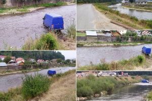 Foto ştirea ta. ACCIDENT la intrare în Câmpeni: SALT în Arieş cu o dubă, la primele ore ale dimineţii