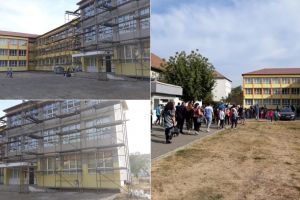 Lucrări de reabilitare la Școala Generală nr.2 din Alba Iulia. Elevii, însoţiţi de către profesori la intrarea în clădire pentru siguranţă