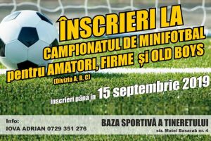 Baza Tineretului: Au mai rămas doar câteva zile pentru înscrierea echipelor la campionatele de minifotbal