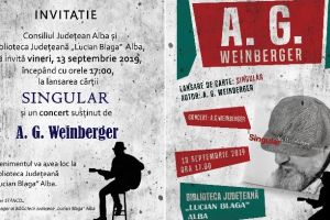 13 septembrie: A.G. Weinberger şi cartea sa Singular,  la Biblioteca Judeţeană ,,Lucian Blaga” Alba
