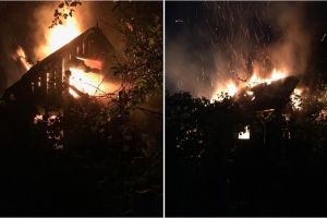 FOTO. Incendiu violent în municipiul Satu Mare. Cabană făcută scrum
