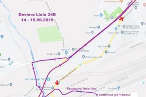 Traseu deviat temporar pentru linia RATBV 34B