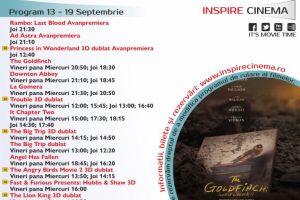 Program Cinema Inspire Alba Mall. Ce filme vor rula în perioada 13-19 septembrie 2019