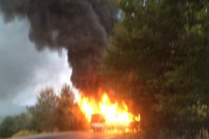 Un autobuz s-a făcut scrum la Teliu