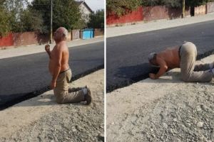 FOTO/VIDEO: Reacţia suprinzătoare a unui băcăuan când îşi vede strada asfaltată. Cum arăta drumul în urmă cu un an