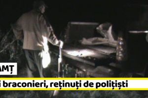 NEAMȚ: Trei braconieri, reţinuţi de poliţişti. Prinşi cu 60 kilograme carne de vânat