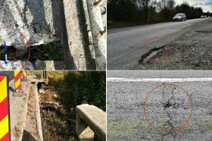 „Craterele” de pe DN68A, măsurate cu pixul de către Asociaţia Pro Infrastructură. „Cerem răspicat: deschideţi Autostrada!”