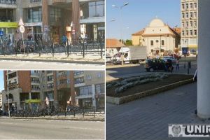 FOTO. ACCIDENT în Alba Iulia, în apropiere de sensul giratoriu de la magazinul Unirea: Biciclist lovit de un autoturism care nu i-a acordat prioritate