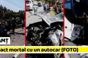NEAMȚ: Impact mortal între un autocar cu pasageri şi un autoturism (FOTO)