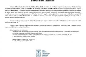 Comunicat de presă „Modernizarea şi extinderea traseului pietonal şi velo în Centrul Nou  din municipiul Satu Mare”