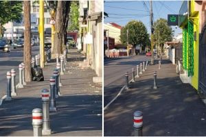 Constanteanul suparat:  Fara numar. Autoritatile au montat nu unul, ci doua randuri de stalpisori pe strada Poporului! 
