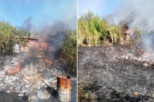 FOTO. INCENDIU de vegetaţie uscată lângă Râpa Roşie. Intervin pompierii cu două autospeciale